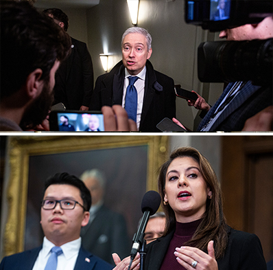 Top: Con MP Melissa Lantsman. Bottom: NDP MP Peter Julian.