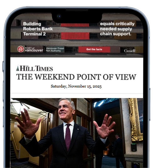 Phone mockup of weekend newsletter.
