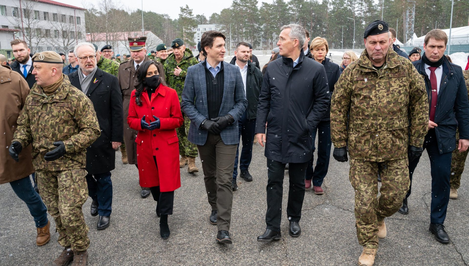 NATO Secretary General Jens Stoltenberg at Ādaži Military Base together with the President of Latvia, Egils Levits, the Minister of Defence of Canada, Anita Anand and the Prime Minister of Canada, Justin Trudeau. March 8, 2022
NATO/Flickr