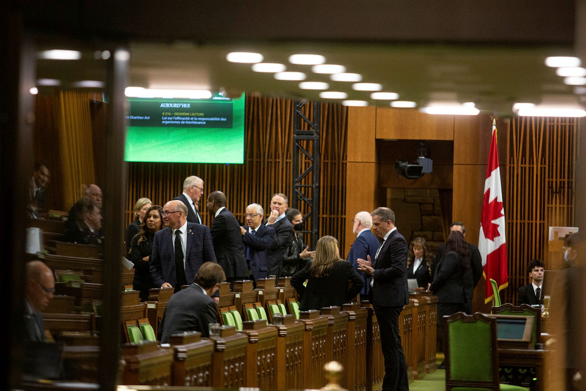 Members of Parliament chat before the House of Commons sits on Sept. 15, 2022, for a special sitting day in commemoration of the passing of Queen Elizabeth II.  The Hill Times photograph by Andrew Meade