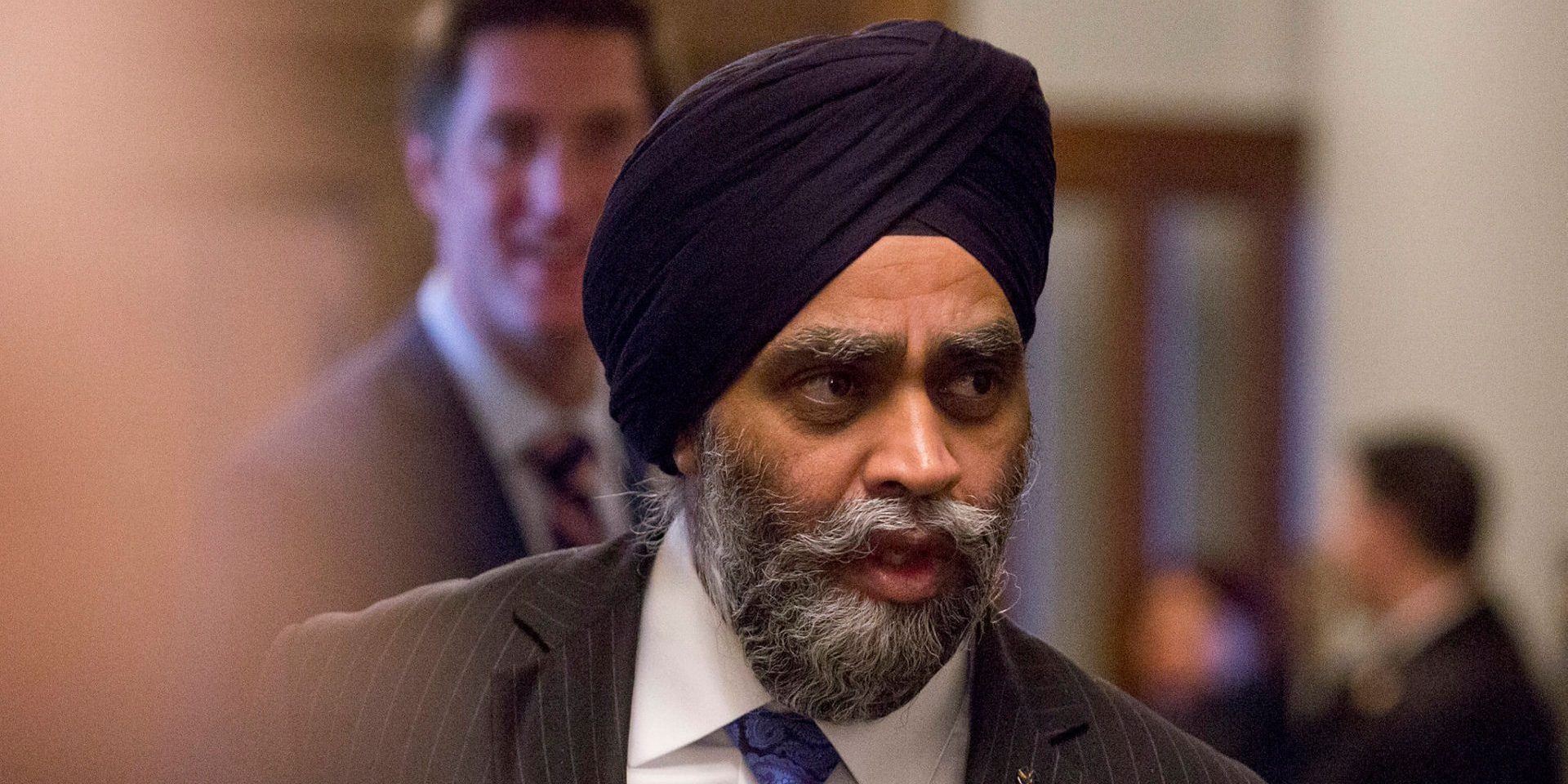 Minister of National Defence Harjit Sajjan leaves the Liberal party caucus meeting in West Block in Ottawa on Dec. 11, 2019. Andrew Meade