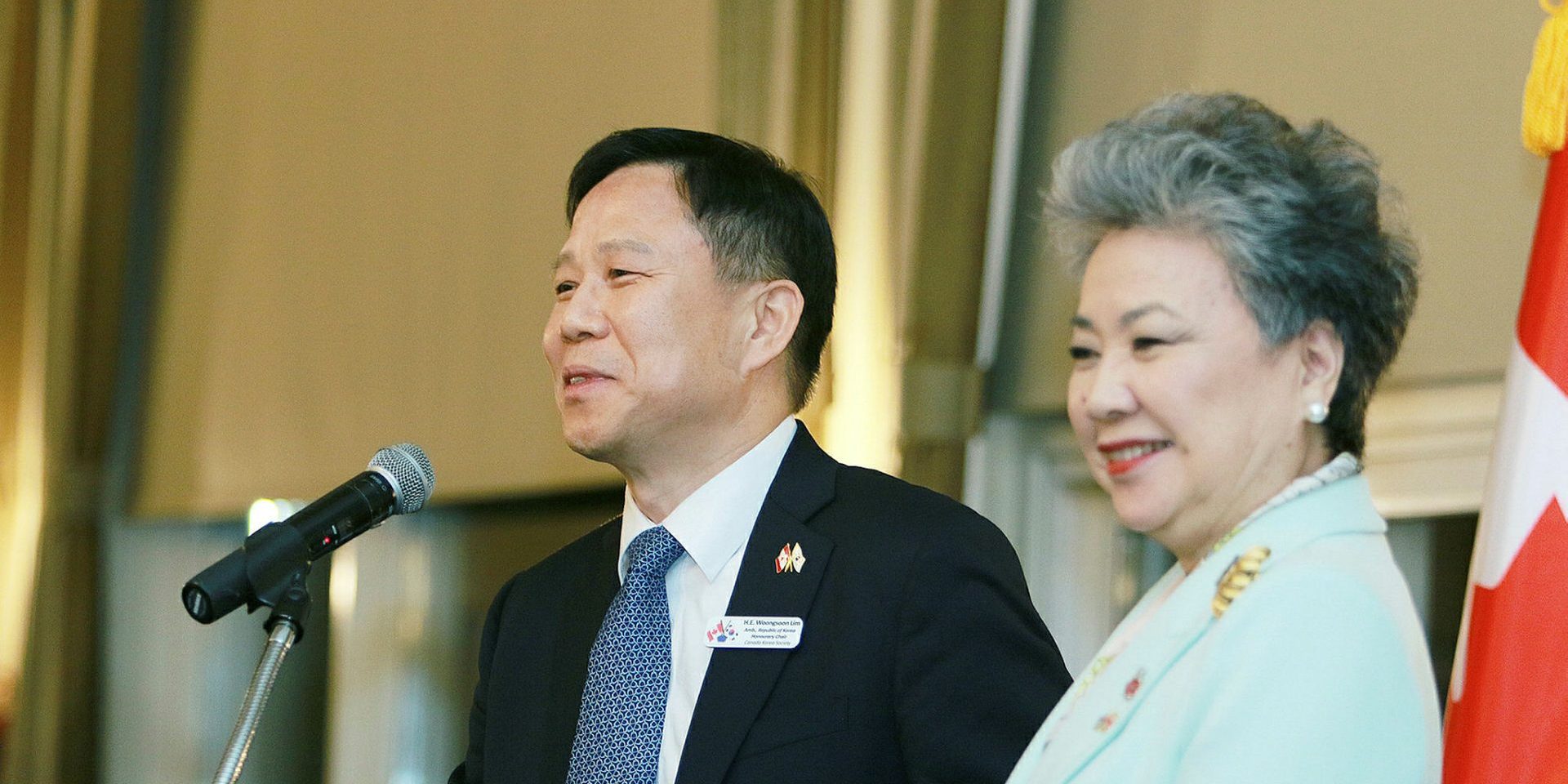 Korean Ambassador Woongsoon Lim, left, joined Canada Korea Society president Young-Hae Lee at the organization’s annual meeting and dinner at the Ottawa Hunt and Golf Club on Nov. 28, 2022. Sam Garcia