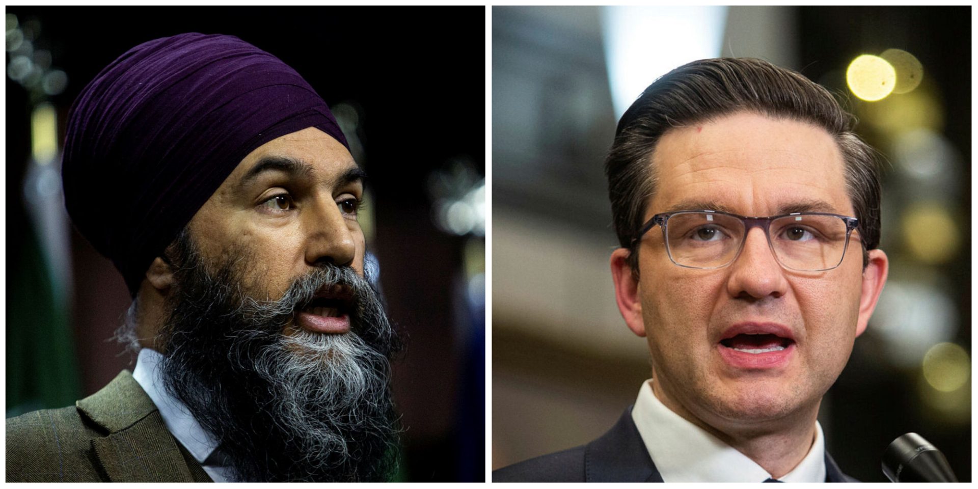 NDP Leader Jagmeet Singh and Conservative Leader Pierre Poilievre. Andrew Meade