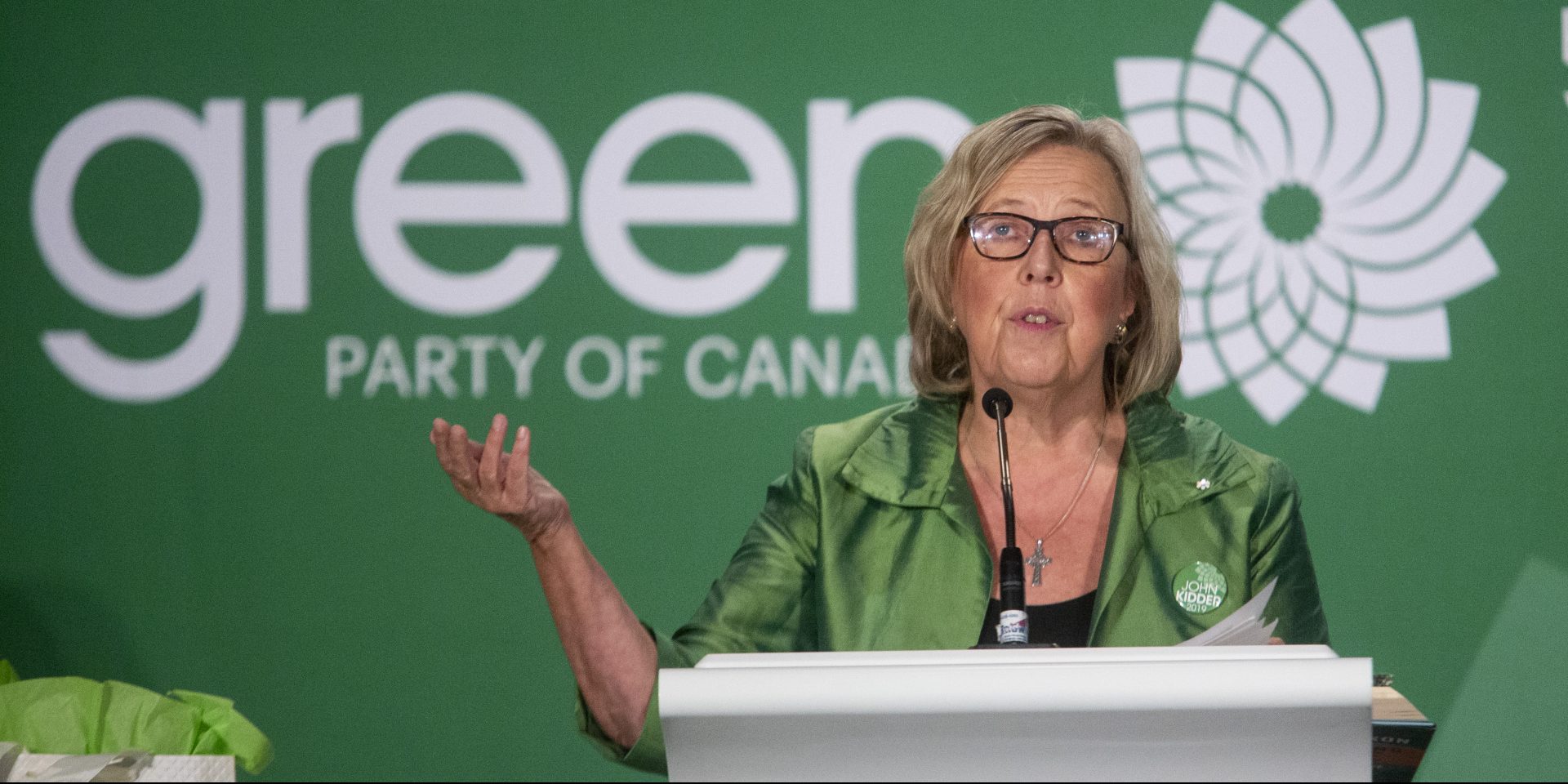 Green Party of Canada former leader Elizabeth May speaks at the party’s leadership convention in Ottawa on  Oct. 3, 2020.