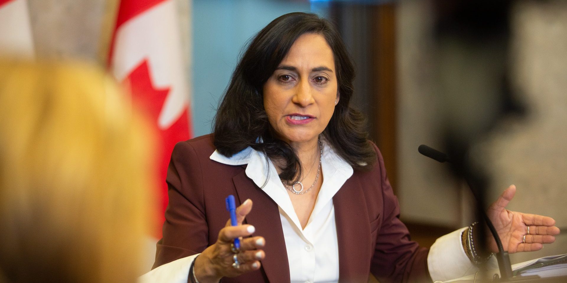 Minister of National Defence Anita Anand holds a press conference in West Block  on  Dec. 13, 2022, to speak about the presentation of a report to Parliament on Culture Change Reforms in Response to Former Supreme Court Justice Arbour’s Recommendations. The Hill Times photograph by Andrew Meade