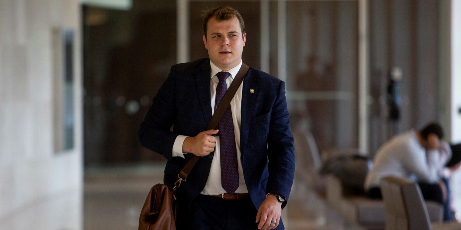 Conservative MP Dane Lloyd arrives for an emergency meeting of the Standing Committee on Access to Information, Privacy and Ethics in Wellington Building on July 23, 2020. Andrew Meade