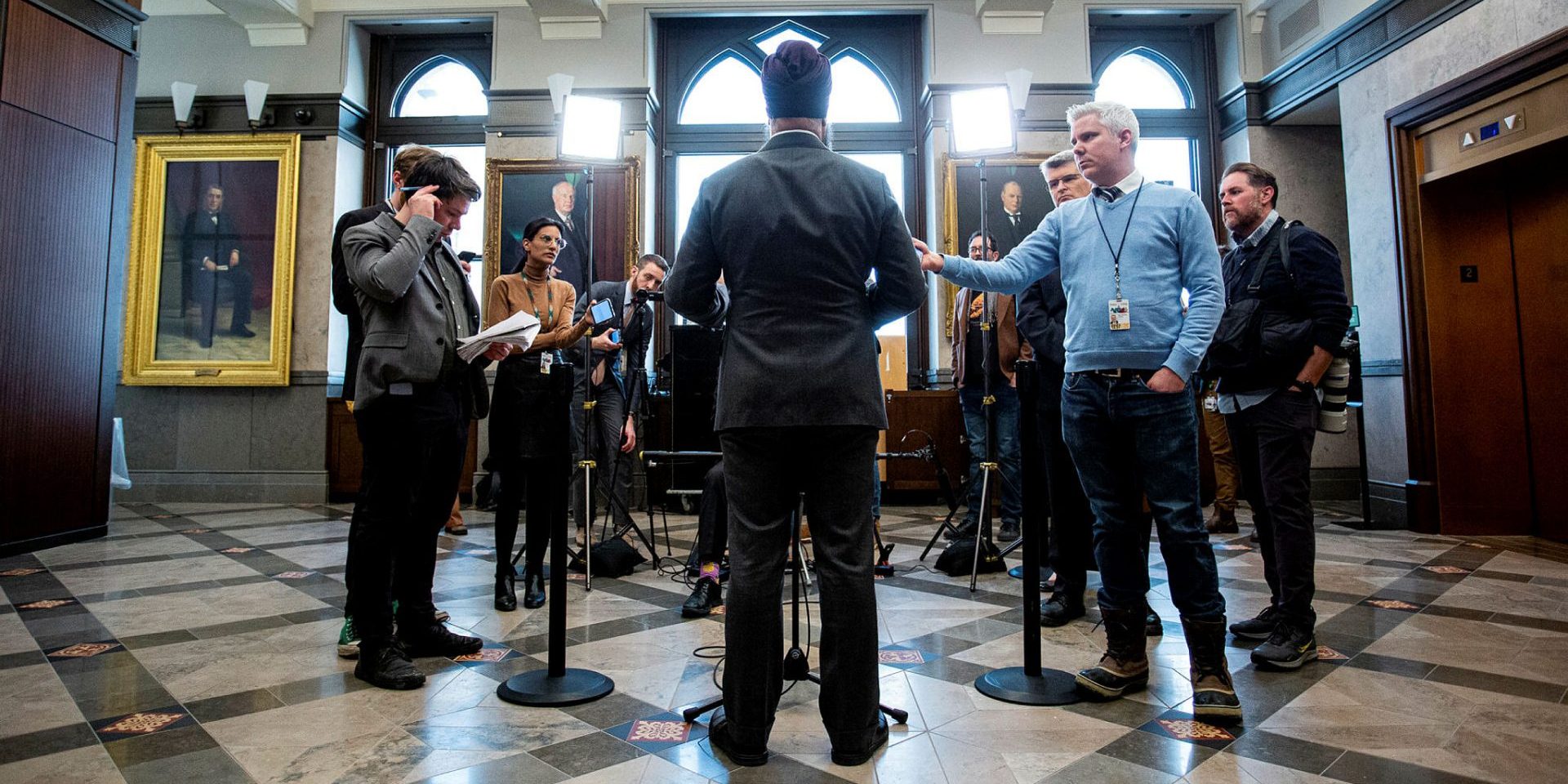 NDP leader Jagmeet Singh speaks with reporters on March 27, 2023, after the Auditor General’s March 2023 reports are tabled in the House of Commons. Andrew Meade