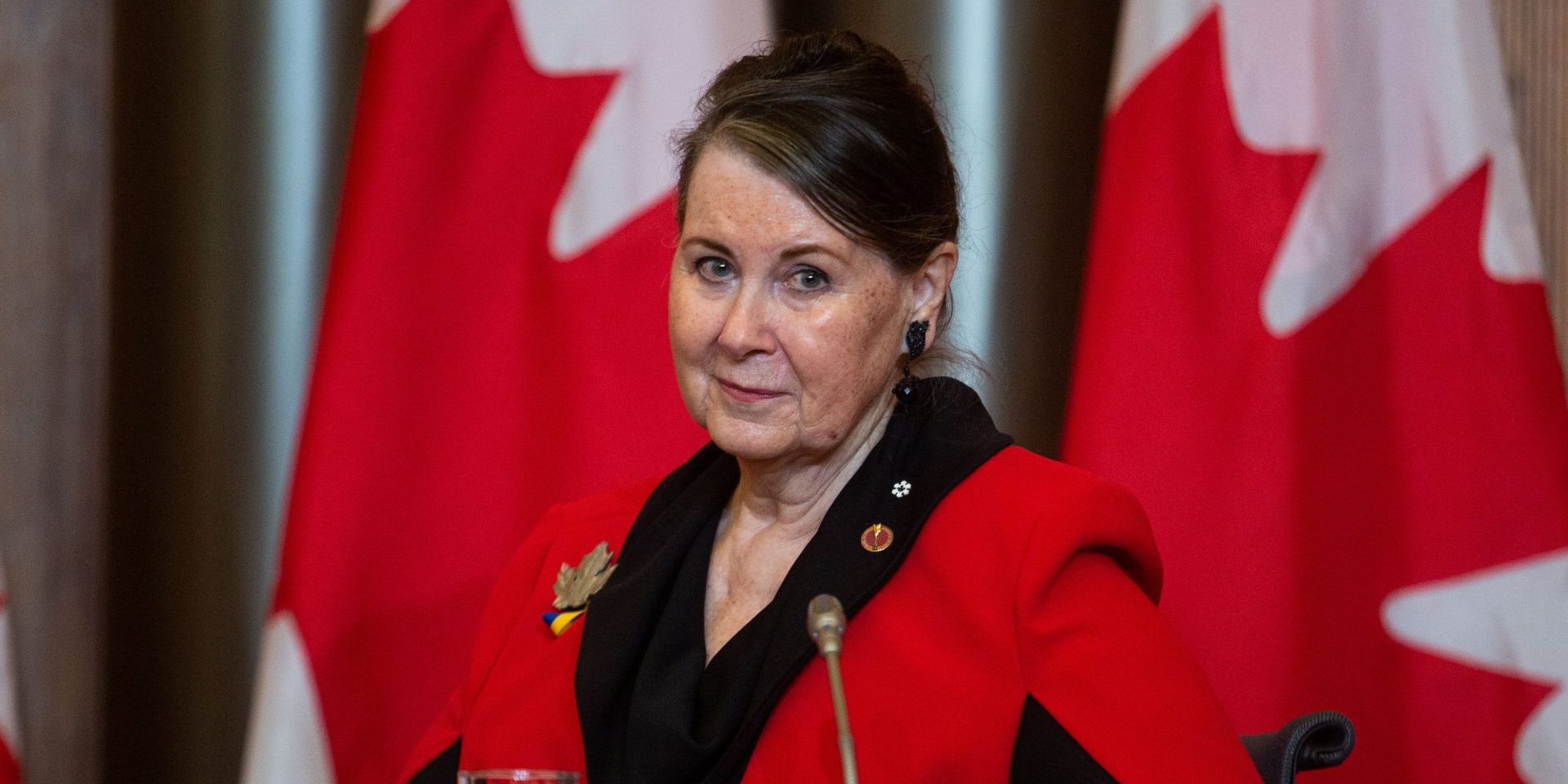 Senator Marilou McPhedran speaks during a press conference on June 2, 2022, to speak publicly for the first time about certain grave concerns on the current status of Canada’s processing of applications from Afghans. The Hill Times photograph by Andrew Meade