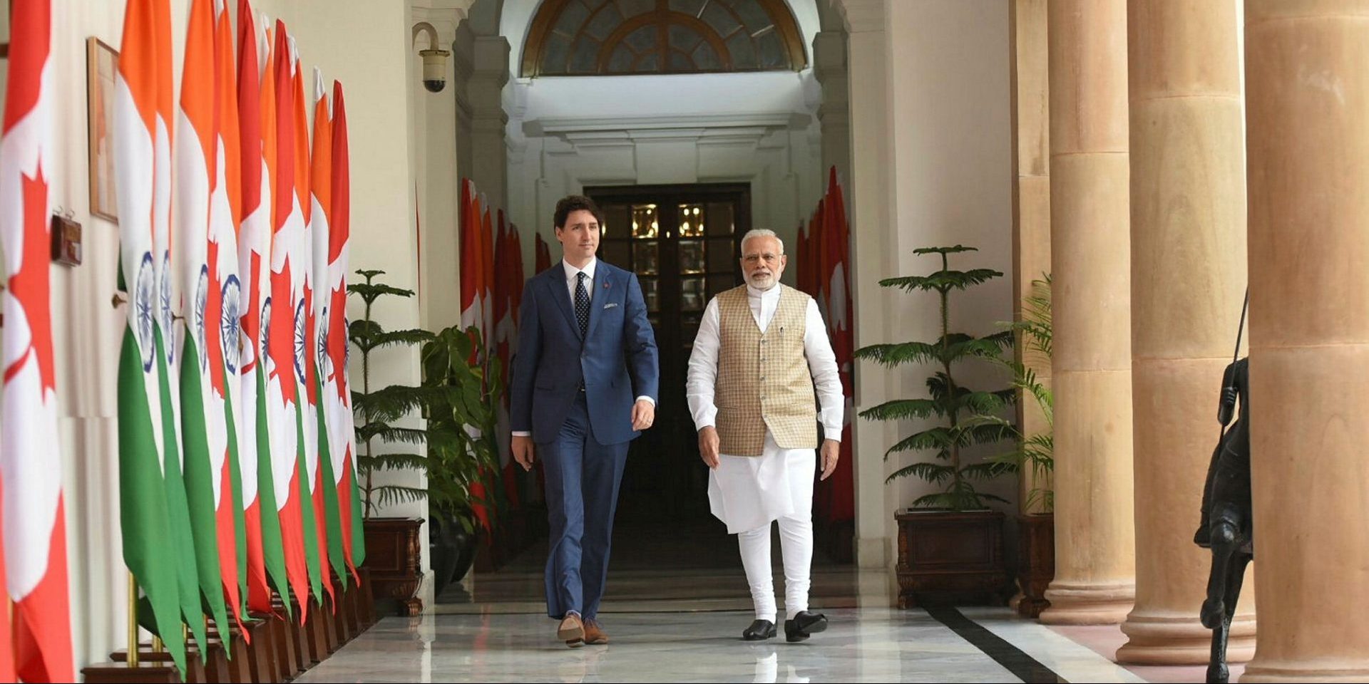 Prime Minister Justin Trudeau and Indian Prime Minister Narendra Modi meet on Feb. 23 during Mr. Trudeau's trip to India. Photograph courtesy of Narendra Modi's Twitter account