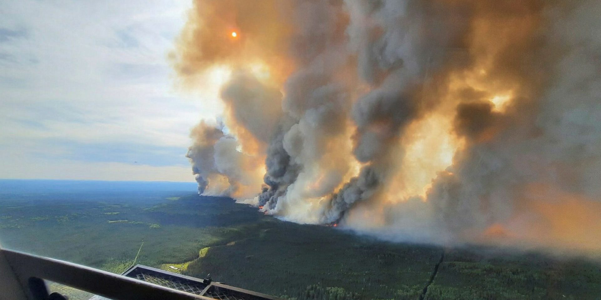An aerial view of the Donnie Creek Complex fire in northern British Columbia on May 27.