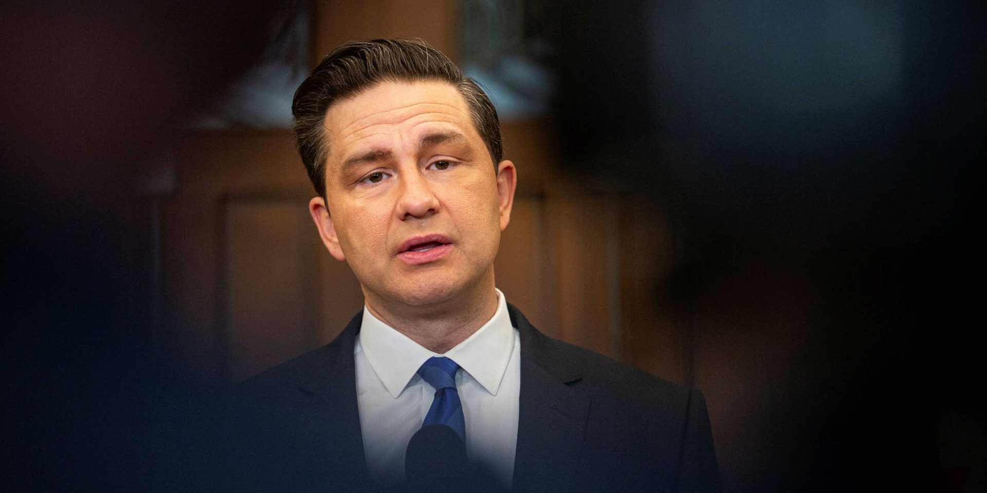 Conservative Party leader Pierre Poilievre holds a press conference in West Block on  Sept. 19, 2023, to talk about the Bank of Canada’s latest interest rate increase. Andrew Meade