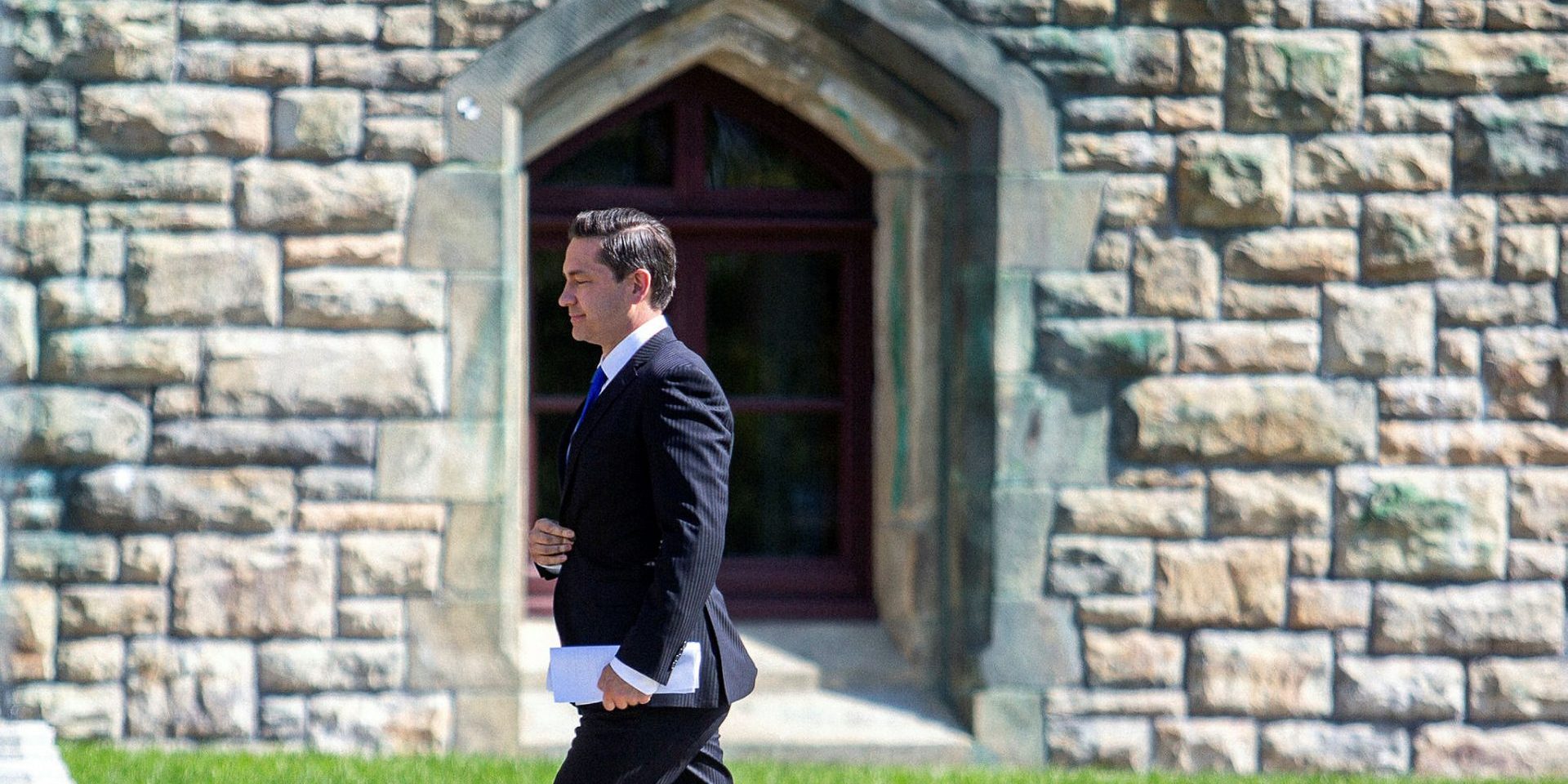 Conservative Party leader Pierre Poilievre holds a press conference outside of West Block on Sept. 17, 2023, to criticize the Liberal government’s recently announced plans on housing ahead of the fall sitting of parliament. Andrew Meade