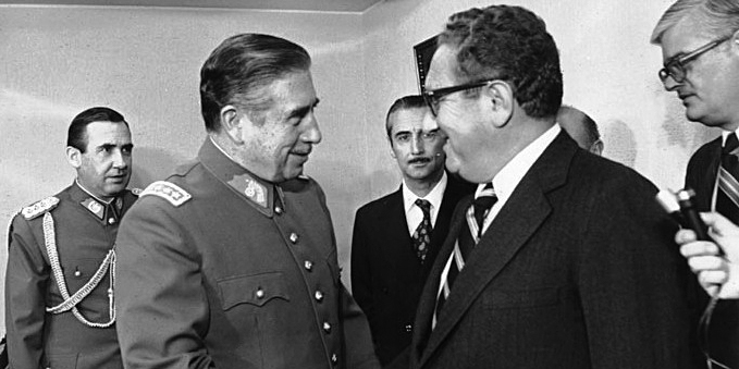 Chilean dictator Augusto Pinochet, left, and then-U.S. secretary of state Henry Kissinger. Photograph courtesy of the Chilean Ministry of Exterior Relations archives
