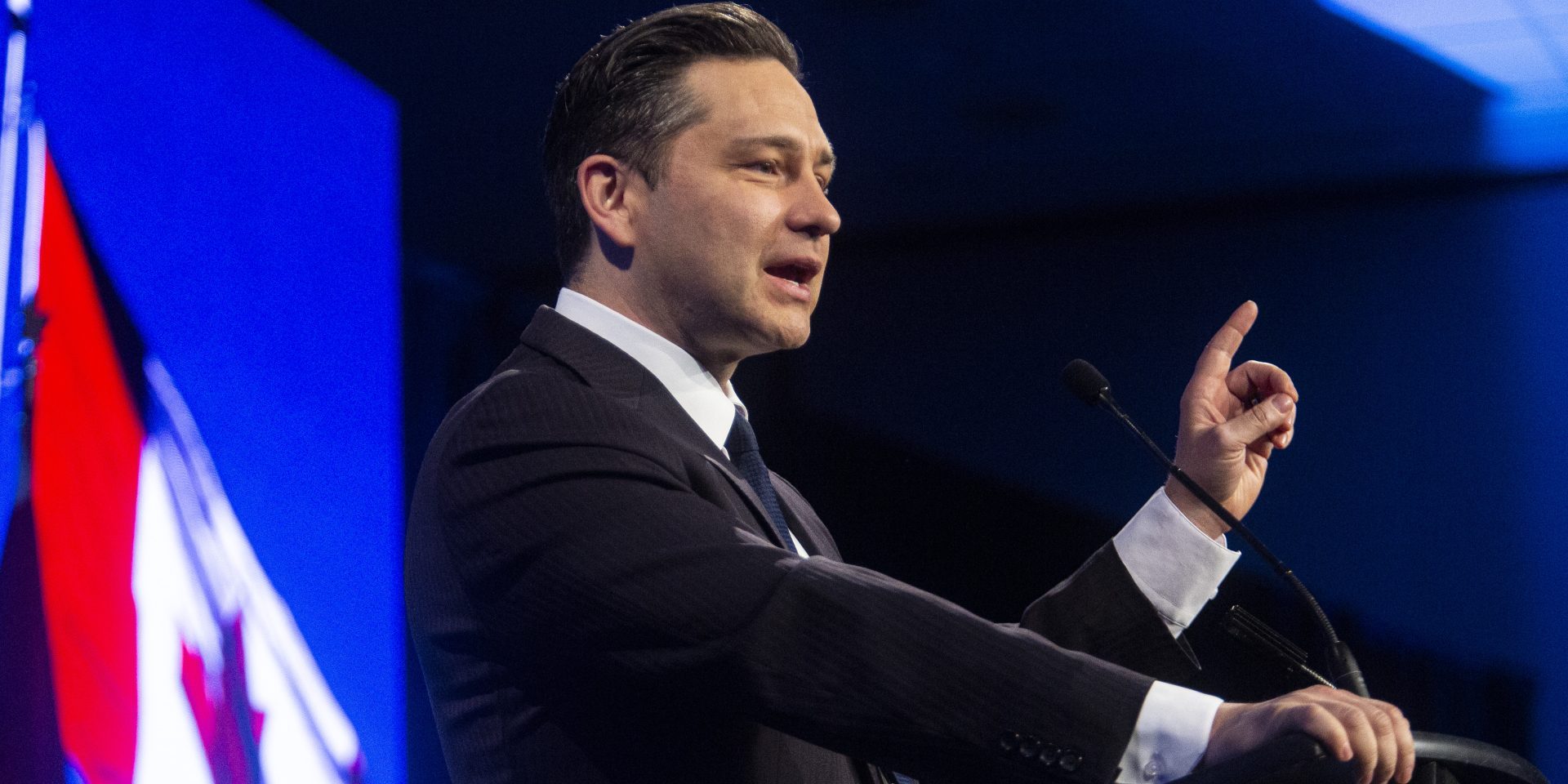 Conservative Party leader Pierre Poilievre delivers a keynote address at the Canada Strong and Free Network conference in Ottawa on April 11, 2024. Andrew Meade