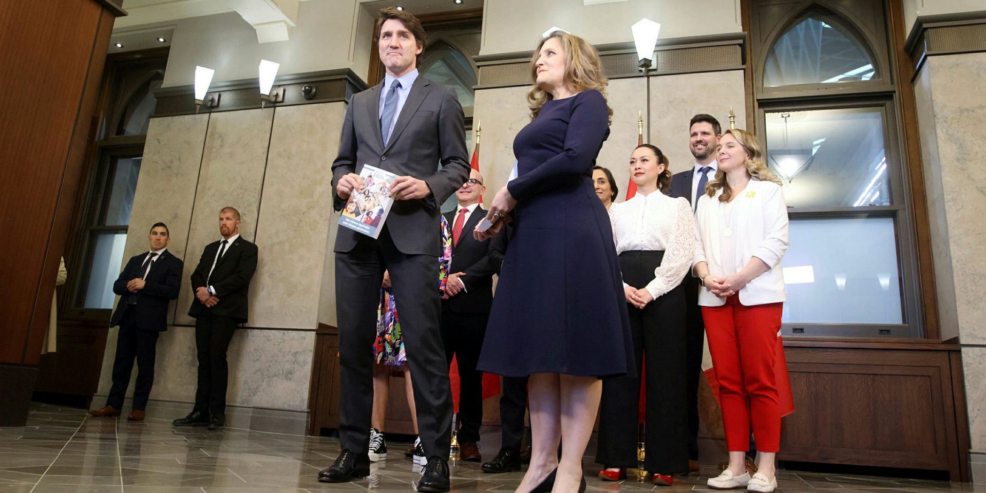 Budget Day 2024. West Block Parliament Hill.  April 16, 2024. PM Justin Trudeau. Chrystia Freeland.   Minister of Finance
Deputy Prime Minister.  The Hill Times photograph by Sam Garcia