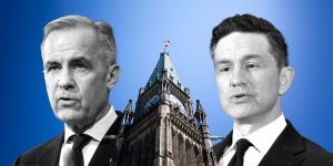 Mark Carney, left, and Pierre Poilievre