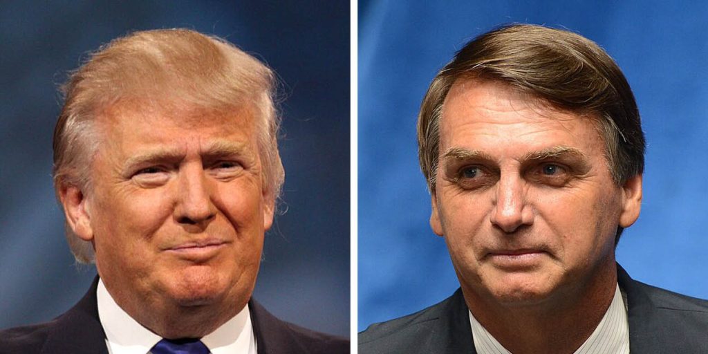 U.S. President Donald Trump, left, and former president Jair Bolsonaro.