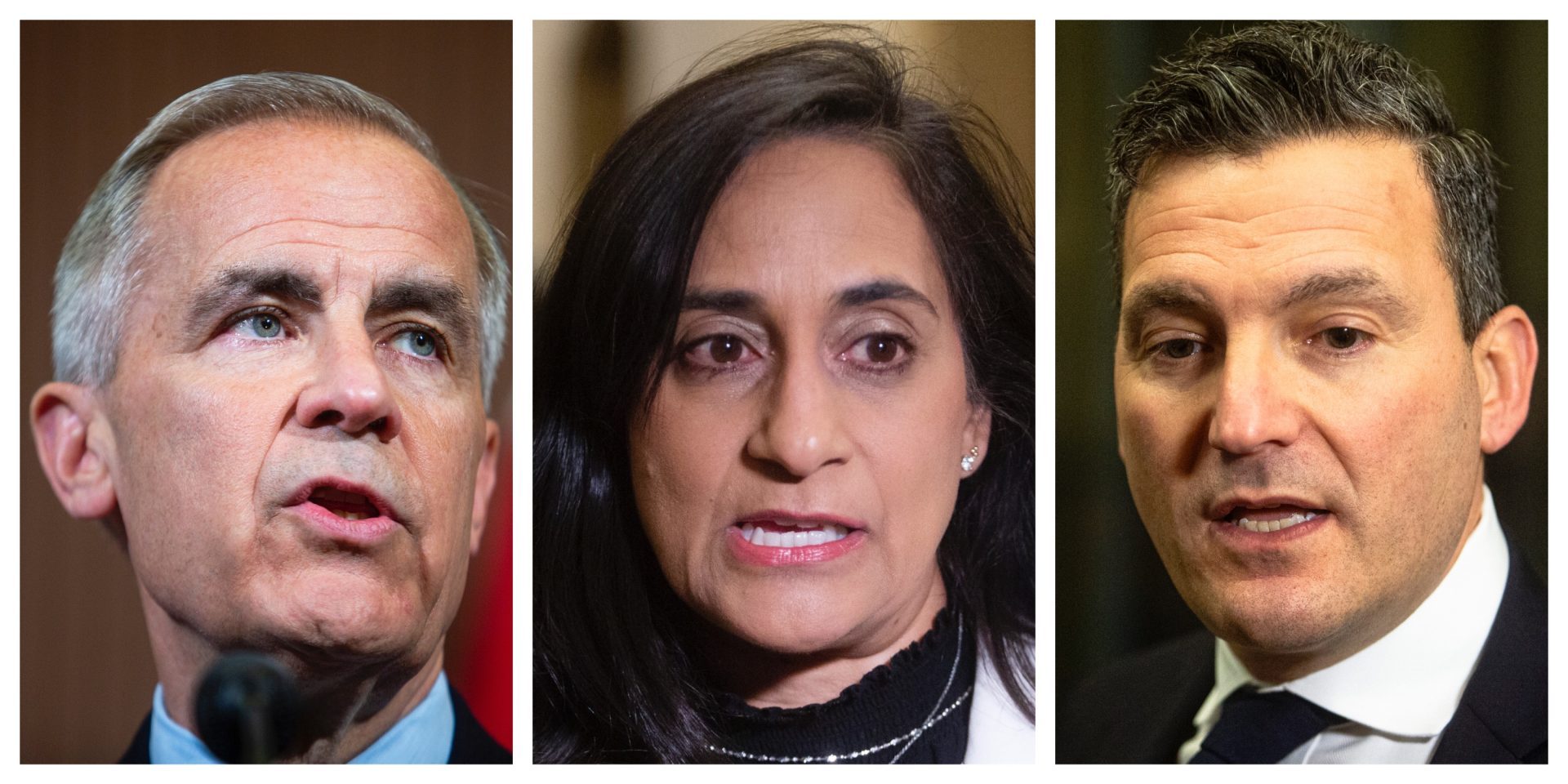 Mark Carney, Anita Anand, Evan Solomon by Andrew Meade