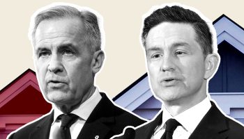 Both Prime Minister Mark Carney, left, and Conservative Leader Pierre Poilievre are pitching housing platforms aimed at speeding up development.The Hill Times photographs by Andrew Meade, illustration by Joey Sabourin