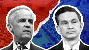 Mark Carney, left, and Pierre Poilievre. The Hill Times photographs by Andrew Meade and illustration by Joey Sabourin