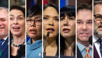 The NDP caucus is less than one-third of their number last Parliament, with only seven MPs returning: Gord Johns, left, Heather McPherson, Lori Idlout,  Jenny Kwan, Leah Gazan, Don Davies, and Alexandre Boulerice. The Hill Times photographs by Andrew Meade
