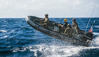 Crewmembers from Her Majesty's Canadian Ship MONCTON and members of the US Coast Guard conduct a boarding exercise during Operation CARIBBE, November 1, 2017.

 

Photo: 12 Wing Imaging Services