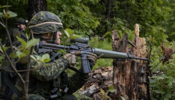 Members of 3rd Battalion, Royal 22e Régiment (3 R22eR) participate in the second part (attack) of Exercise LIVE PON 4, in the training areas of 2nd Canadian Division Support Base Valcartier, Quebec, 8 June 2022.

 

Please credit: Private Kareen Brochu-Harvey, Valcartier Imaging Section, Canadian Armed Forces photo