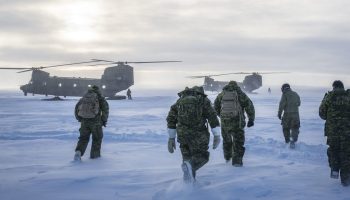 VIPs prepare to depart the Ski Landing Area on two CH-147F Chinooks on Parsons Lake during Operation NANOOK-NUNALIVUT in Northwest Territories on 03 March 2025.

 

Photo by: Master Corporal Alana Morin, Joint Task Force - North, Yellowknife.
