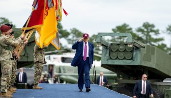 President Donald Trump arrives to deliver remarks at Fort Bragg, North Carolina on Tuesday, June 10, 2025, during a visit to commemorate the 250th anniversary of the U.S. Army. (Official White House Photo by Daniel Torok)