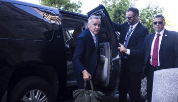 Prime Minister Mark Carney arrives at West Block on July 21, 2025, ahead of a meeting with a bipartisan delegation of United States Senators. The Hill Times photograph by Andrew Meade