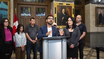 568A0013_109 Omar Omar, Founder, Gazan Canadians League; Gazan-Canadian with family members in Gaza, speaks during a press conference in West Block on  Sept. 22, 2025, to raise concerns about the federal government’s Temporary Resident Visa program for Gaza and to call for immediate action to support family reunification. The Hill Times photograph by Andrew Meade