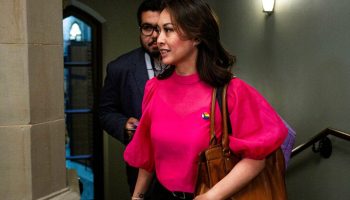 Minister of Women and Gender Equality and Secretary of State Small Business and Tourism Rechie Valdez arrives for the Liberal cabinet meeting in West Block on June 10, 2025. The Hill Times photograph by Andrew Mead