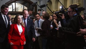 Minister of Transport and Internal Trade Chrystia Freeland arrives for the Liberal cabinet meeting in West Block on  Sept. 16, 2025. The Hill Times photograph by Andrew Meade