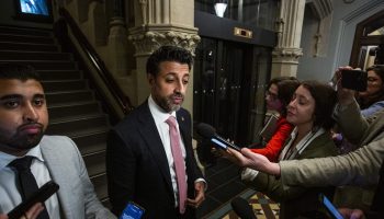 Minister of International Trade Maninder Sidhu arrives for the Liberal party caucus meeting in West Block  on June 11, 2025. Hill Times photograph by Andrew Meade