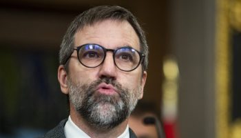 Minister of Environment and Climate Change Steven Guilbeault holds a press conference in the House of Commons foyer on  Sept. 24, 2024. Hill Times photograph by Andrew Meade