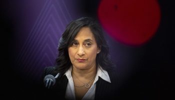 President of the Treasury Board Anita Anand holds a press conference at the Canada School of the Public Service in Ottawa on Feb. 21, 2024, to announce new initiatives as part of the government’s ongoing work to deliver an action plan for Black public servants. The Hill Times photograph by Andrew Meade