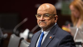 Senator Andrew Cardozo attends the Senate Committee on Foreign Affairs and International Trade on  March 22, 2023, as the committee continues its study on the Canadian foreign service and elements of the foreign policy machinery within Global Affairs Canada. The Hill Times photograph by Andrew Meade