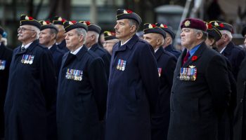 A continent of veterans march on at the National Remembrance Day ceremony at the National War Memorial in Ottawa on  Nov. 11, 2024. The Hill Times photograph by Andrew Meade
