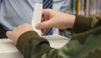 Chief Electoral Officer (CEO) of Canada, Stéphane Perrault joins grade five students at Connaught Public School in Ottawa to discuss the Student Vote program and the importance of early engagement in the democratic process on Sept. 18, 2019. Perrault and representatives from Elections Canada and CIVIX helped students hold a mock vote to familiarize them with the voting process.