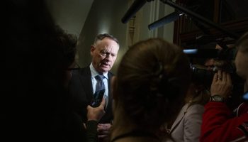Minister of National Defence David McGuinty speaks with reporters before the Liberal cabinet meeting in West Block on  Feb. 3, 2026. The Hill Times photograph by Andrew Meade