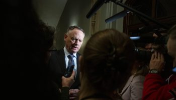 Minister of National Defence David McGuinty speaks with reporters before the Liberal cabinet meeting in West Block on  Feb. 3, 2026. The Hill Times photograph by Andrew Meade