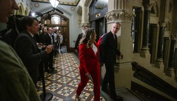 Prime Minister Mark Carney and Minister of Transport and Internal Trade Chrystia Freeland leave the Liberal cabinet meeting in West Block on  Sept. 16, 2025, after news breaks of Freelands resignation from cabinet. Hill Times photograph by Andrew Meade