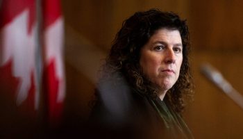 Auditor General of Canada Karen Hogan holds a press conference on March 27, 2023, after the Office’s March 2023 reports are tabled in the House of Commons Andrew Meade