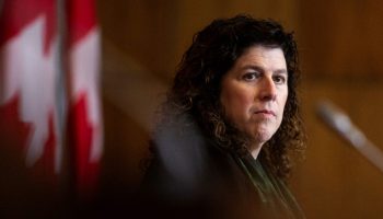 Auditor General of Canada Karen Hogan holds a press conference on March 27, 2023, after the Office’s March 2023 reports are tabled in the House of Commons. The Hill Times photograph by Andrew Meade