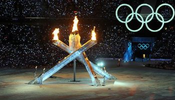 The OIympic flame burns before more than 60,000 spectators at BC Place stadium during the Opening Ceremony of the XXI Olympic Winter Games on Feb. 12, 2010, in Vancouver, B.C. Wikimedia Commons
