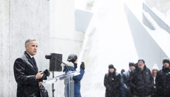 Prime Minister Mark Carney speaks at an  International Holocaust Remembrance Day ceremony at the National National Holocaust Monument in Ottawa on  Jan. 27, 2026. The Hill Times photograph by Andrew Meade