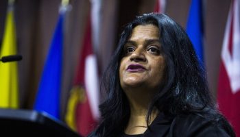 Public Service Alliance of Canada national president Sharon DeSousa speaks at a press conference  in West Block on  Jan. 28, 2026. Hill Times photograph by Andrew Meade