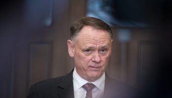 Minister of Public Safety David McGuinty holds a press conference in the House of Commons foyer on Feb. 20, 2025, to speak about the designation of a number of groups as terrorist entities. The Hill Times photograph by Andrew Meade