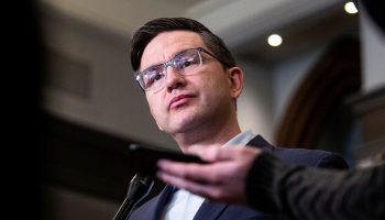 Conservative party leader Pierre Poilievre holds a press conference in West Block on Feb. 3, 2023, to speak about the government’s plan to scrap proposed amendments to bill C-21. Andrew Meade