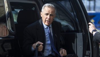 Prime Minister Mark Carney arrives at West Block on Feb. 9, 2026, aheda of a meeting with  Prime Minister of Luxembourg, Luc Frieden. The Hill Times photograph by Andrew Meade